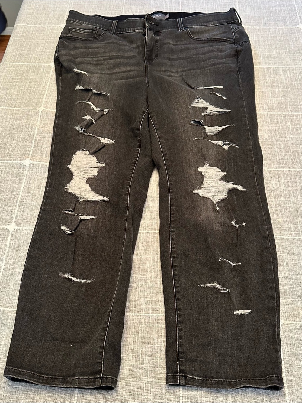 Torrid Ripped Distressed Jeans Women 22 Black Stretch Denim Grunge Y2K